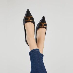 NWT Alora Chain Black Pointed Flats